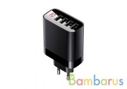 Сетевое зарядное устройство Baseus Digital Display 4 USB 30W (Черный) | фото №0