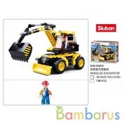 Конструктор пласт. экскаватор с фигуркой, 196дет. в русс. кор. в кор.32шт | фото №0