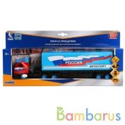 МАШИНА "ТЕХНОПАРК" МЕТАЛЛ. ИНЕРЦ. КАМАЗ АВТОСПОРТ, СВЕТ+ЗВУК В РУСС. КОР. в кор.2*12шт | фото №0