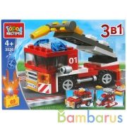 Конструктор ПОЖАРНАЯ МАШИНА 3в1, 69дет. Город мастеров в кор.60шт | фото №0