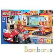 Конструктор "Город мастеров" пожар в кафе, с фигурками, 94дет. в русс. кор. в кор.36шт | фото №0