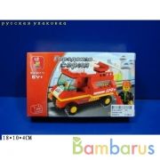 КОНСТРУКТОР ПЛАСТ. ПОЖАРНАЯ МАШИНА С ФИГУРКОЙ, 74ДЕТ. В РУСС. КОР. в кор.90шт | фото №0