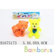 Набор из 2-х игрушек пластизоль для ванной звери, пищалка  в пак. в кор.4*96наб | фото №0