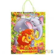 ПАКЕТ БУМАЖНЫЙ "ИГРАЕМ ВМЕСТЕ", ДИЗАЙН "МАМА ДЛЯ МАМОНТЁНКА", Р-Р 26Х32Х14СМ В ПАК УП-12ШТ в кор.6уп | фото №0