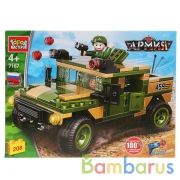Конструктор "Город мастеров" армейский пикап, с фигуркой и аксесс., 208дет. в русс. кор. в кор.16шт | фото №0