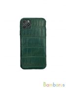 Чехол для Iphone из натуральной кожи Крокодила Зеленый | фото №0