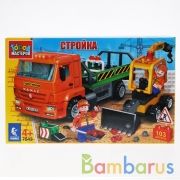 Камаз конструктор камаз перевозчик с бульдозером, 103дет. в кор. "Город мастеров" в кор.2*18шт | фото №0