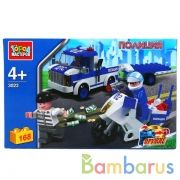 КОНСТРУКТОР "ГОРОД МАСТЕРОВ" ПОЛИЦИЯ: ПЕРЕВОЗЧИК С МОТОЦИКЛОМ, 168ДЕТ. В РУСС. КОР. в кор.2*18шт | фото №0