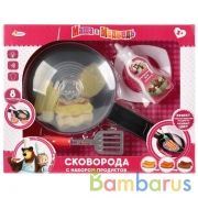 Набор посуды Маша и Медведь сковорода на бат. с набором продуктов тм "играем вместе" в кор.2*18шт | фото №0
