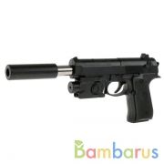 Пистолет с лазер. прицелом, с глушителем 06 в пак. в кор.2*120шт | фото №0