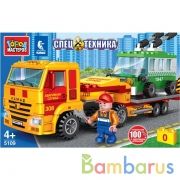 KAMAZ конструктор камаз: ПЕРЕВОЗЧИК с троллейбусом, 160 дет. Город мастеров в кор.2*18шт | фото №0