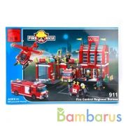 КОНСТРУКТОР ПЛАСТ. ПОЖАРНАЯ СТАНЦИЯ С ФИГУРКАМИ И АКСЕСС., 980ДЕТ. В КОР. в кор.12шт | фото №0