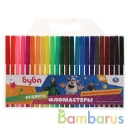 Фломастеры БУБА 24цв, круглые, пвх+карт Умка в кор.4*12шт | фото №0