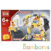 КОНСТРУКТОР "ГОРОД МАСТЕРОВ" 2-В-1 РОБОТ+БУЛЬДОЗЕР, С ФИГУРКОЙ, 131ДЕТ. В РУСС. КОР. в кор.2*18шт | фото №0