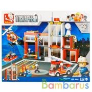 Конструктор пласт. пожарная станция с фигурками, 612дет в русс. кор. 47*38*8см в кор.8шт | фото №0