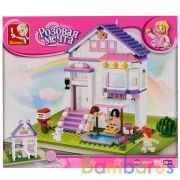 Конструктор пласт. дом с бассейном, с фигурками, 291дет. в русс. кор. 33*28*6см в кор.16шт | фото №0