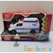 Машина пластик свет-звук ПОЛИЦИЯ 12,5 см, откр. двери, инерц., кор. Технопарк в кор.2*96шт | фото №0