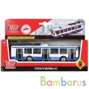 ТРОЛЛЕЙБУС "ТЕХНОПАРК"  МЕТАЛЛ. ИНЕРЦ. 16,5СМ, ОТКРЫВ. ДВЕРИ В РУСС. КОР. в кор.2*24шт | фото №0