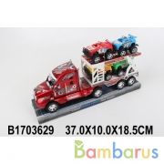 Машина инерц. автовоз с 4-мя машинками, цвет в ассорт. в пласт. в кор.2*24шт | фото №0