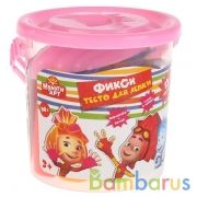Набор д/дет тв-ва, тесто для лепки ФИКСИКИ 12 цв, 90 г, формочка, валик MultiArt в кор.2*36шт | фото №0