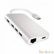 Переходник Satechi Aluminum. Порты: USB Type-C, 3хUSB 3.0, 4K HDMI, Ethernet RJ-45, SD / micro-SD (Серебряный) | фото №0