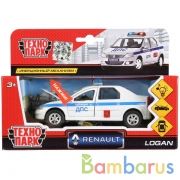 Машина металл свет-звук RENAULT logan, 12,5 см, двери, багаж., инерц., кор. Технопарк в кор.2*24шт | фото №0