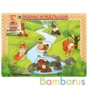 Игрушка дер. "Буратино" вкладыши Животные. Мамы и малыши, термопленка в кор.100шт | фото №0