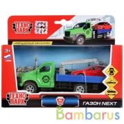 Машины металл ГАЗ Газон Next эвакуатор 14,5см инерц+Hyundai Solaris 7,5см Технопарк в кор.2*24шт | фото №0