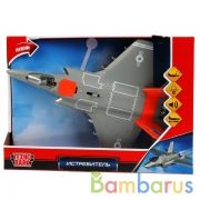 Модель на бат свет+звук "истребитель" 32см, пластик, инерц., открыв.люк в кор. Технопарк в кор.36шт | фото №0