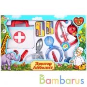 НАБОР ДОКТОР "ИГРАЕМ ВМЕСТЕ" ДОКТОР АЙБОЛИТ, СВЕТ+ЗВУК, 13 ПРЕДМ. В РУСС. КОР. в кор.18шт | фото №0