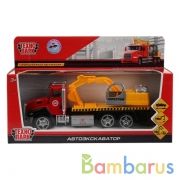 ТМ Технопарк. Машина металл "АВТОЭКСКАВАТОР",длина 21см,инерц, подв. элем. в русс. кор. в кор.2*36шт | фото №0