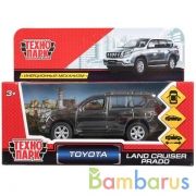 Машина металл TOYOTA PRADO ХРОМ 12 см, двери, багаж, инерц, серебрист, кор. Технопарк в кор.2*36шт | фото №0