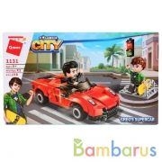 Конструктор пласт. город, машинка с фигурками, 158дет. в кор. в кор.48шт (Собран) | фото №0