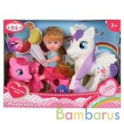 КУКЛА "Карапуз" Машенька 12см, на велосипеде, с двумя пони в русс. кор. в кор.48шт | фото №0