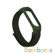 Сменный браслет Xiaomi Mi Band 5 нейлоновое плетение (Черно-зеленый) | фото №0