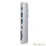 Переходник Satechi Aluminum Pro Hub для Macbook Pro (USB-C). Порты: HDMI, Thunderbolt 3, USB Type-C, SD, microSD, 2 x USB 3.0 (Серебряный) | фото №0