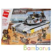 Конструктор пласт. военный танк, с фигурками и аксесс., 482дет. в кор. в кор.12шт | фото №0