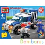 Констрконструктор побег из полицейской МАШИНЫ, 100 дет. Город мастеров в кор.2*40шт | фото №0