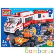 Конструктор "Город мастеров" газель скорая помощь увозит автогонщика, 168дет. в кор. в кор.2*40шт | фото №0