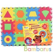 МИНИ-КОВРИК СБОРНЫЙ "ИГРАЕМ ВМЕСТЕ" "ЛЮБИМЫЕ ГЕРОИ"С ФИГУРАМИ, 36 ЭЛ. 5*5СМ, Р-Р 20*15СМв кор2*144шт | фото №0