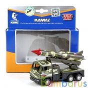 Машина металл KAMAZ с ракетой, 12 см, двери, подв.. дет., инер.,зел.кам.,кор Технопарк в кор.2*24шт | фото №0