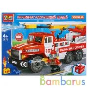 Конструктор "Город мастеров" урал пожарная машина (поливает водой), 140дет. в русс. кор. в кор.2*8шт | фото №0
