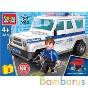 UAZ конструктор uaz HUNTER ПОЛИЦИЯ, 51 дет. (легко собрать) Город мастеров в кор.80шт | фото №0