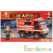 Конструктор пласт. пожарная машина с фигуркой, 133дет. в русс. кор. 23,7*14,1*4,5см в кор.72шт | фото №0