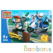 Конструктор "Город мастеров" погоня за воришкой, с фигурками, 30дет. в русс. кор. в кор.80шт | фото №0