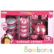 Набор посуды Маша и Медведь чайный сервиз, металл, 15 предметов тм "Играем вместе" в кор.24шт | фото №0