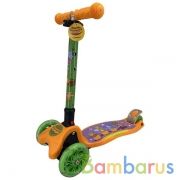 Самокат 3кол. Оранжевая корова складн., упр. наклоном, колеса pu 120 и 80, свет, рег.высота в кор6шт | фото №0