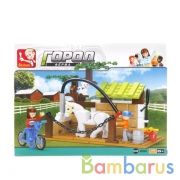 КОНСТРУКТОР ПЛАСТ. КОНЮШНЯ С ФИГУРКАМИ, 110ДЕТ. В РУСС. КОР. 26*19*4,5СМ в кор.48шт | фото №0