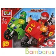 Конструктор "Город мастеров" мотогонки (2 мотоцикла), с фигурками, 64дет. в русс. кор. в кор.2*40шт | фото №0