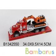 Машина инерц. грузовая с экскаватором, цвет в ассорт. в пласт. 34*9*14см в кор.2*36шт | фото №0